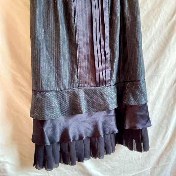 *LIKE NEW* ERICA DAVIES, Black Mixed Fabric Layered Hem Cocktail Dress - Picture 6 of 8